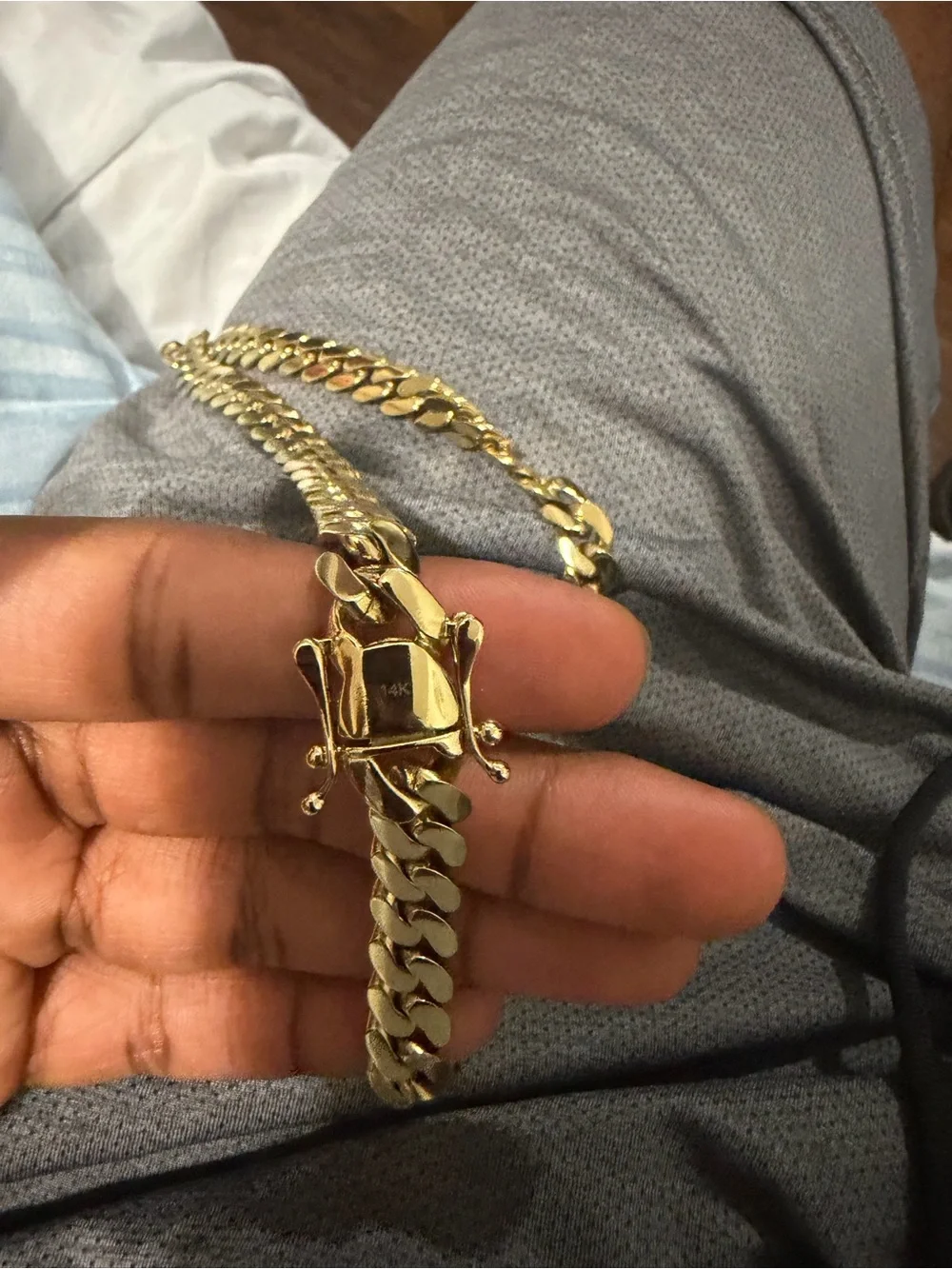 14k Gold plated Cuban Link Chain with fancy clasp
